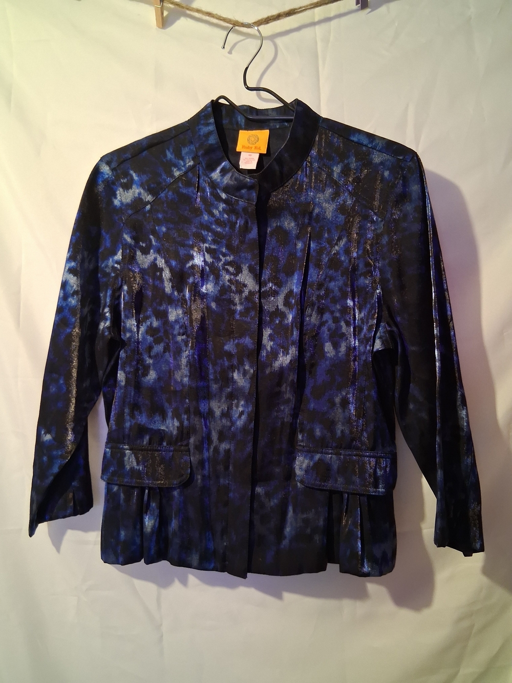 Ruby Rd. Blue and Black Patterned Blazer